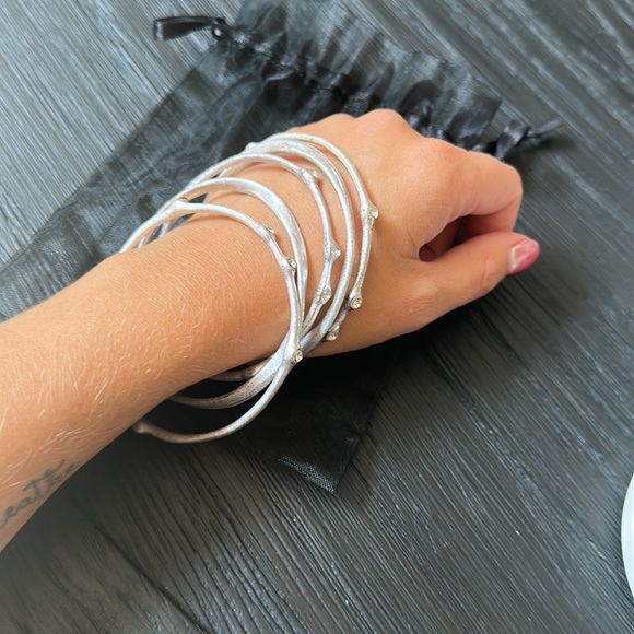 Silver Beaded Bangles - Picture 2 of 4